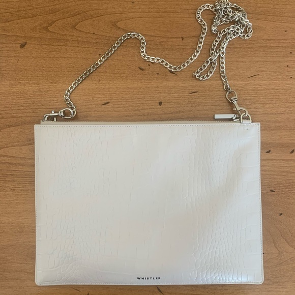 Whistles Matte Croc Embossed Clutch | White - Picture 1 of 3